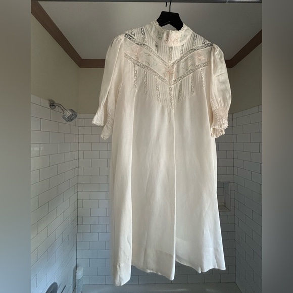 Rare Doen Sylvestra embroidered mini dress sz L cream Salt - Picture 4 of 6